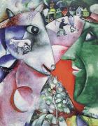 marc chagall l and village oil painting